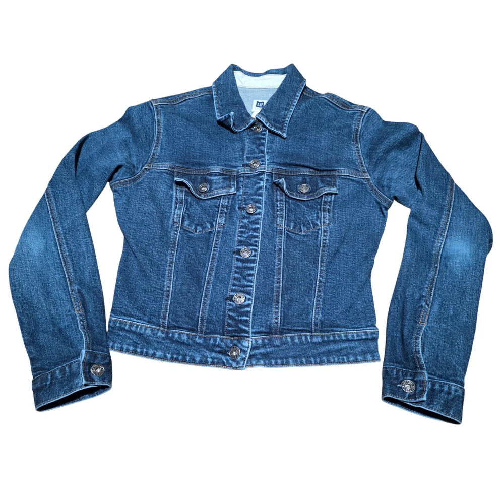 GAP Factory Store Women's Dark Wash Denim Jacket Small Button Front Y2K‎ Vintage